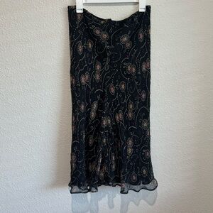 VTG Sioni Womens Large‎ 100% Silk Dainty Dark Romantic Whimsigoth Floral Skirt